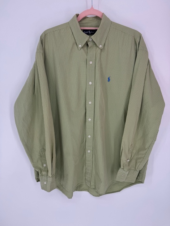 Ralph Lauren Other - Ralph Lauren Men's Green Micro-Check Blake Button-Down Shirt 100% Cotton XXL